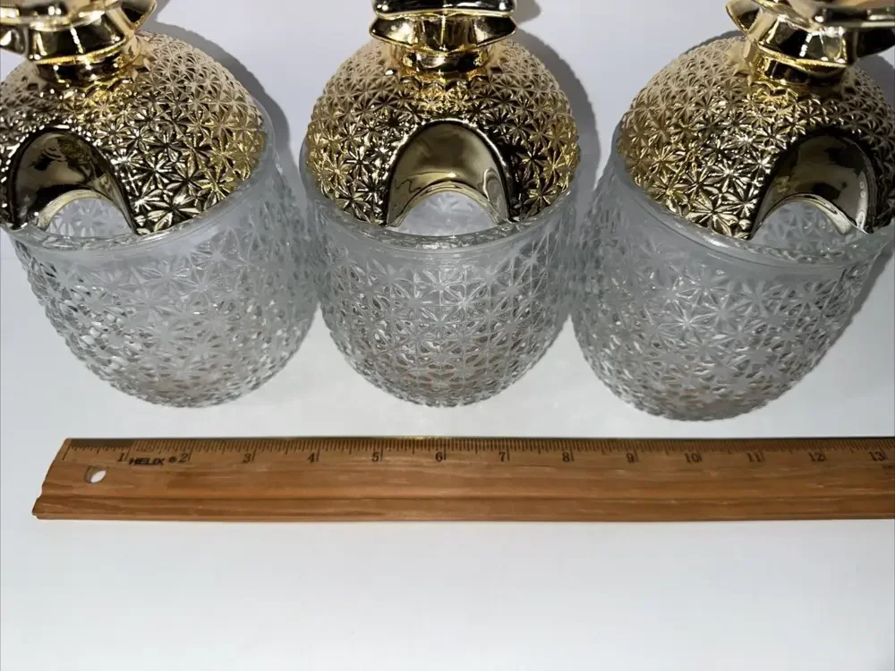 Pineapple Tumbler Drinking Glasses Gold Coated Top Set of 3 Mixed Drink Lemonade